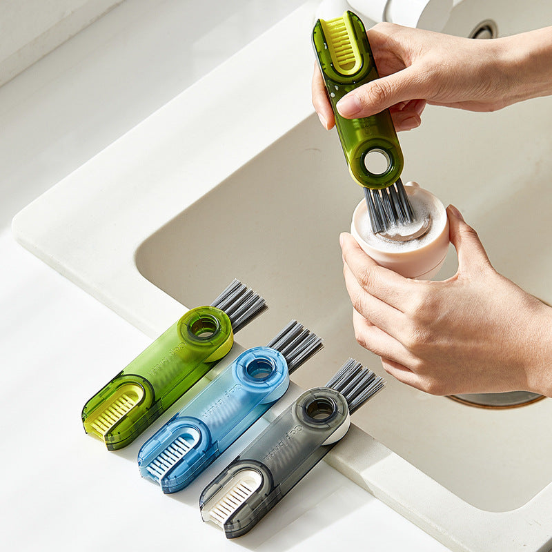 2-Packs 3-in-1 Grey Portable & Compact U-Shape Deeply-Cleaning Brush - Multi-Functional Gap Scrubber for Lids, Mugs, and Baby Bottles 4