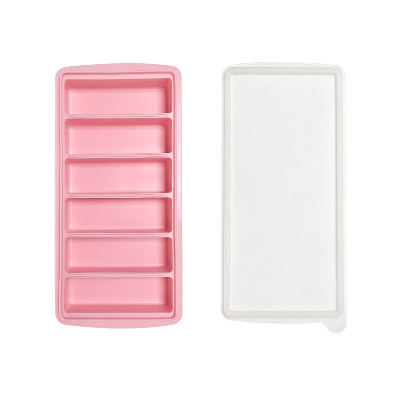 2-Packs Pink 6-Grid Extra Long Silicone Ice Cube Tray - Easy Release Reusable Food Grade Mold for Whiskey, Cocktails & Commercial Use