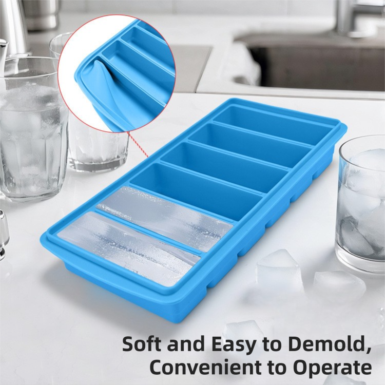 2-Packs Black 6-Grid Extra Long Silicone Ice Cube Tray - Easy Release Reusable Food Grade Mold for Whiskey, Cocktails & Commercial Use 5