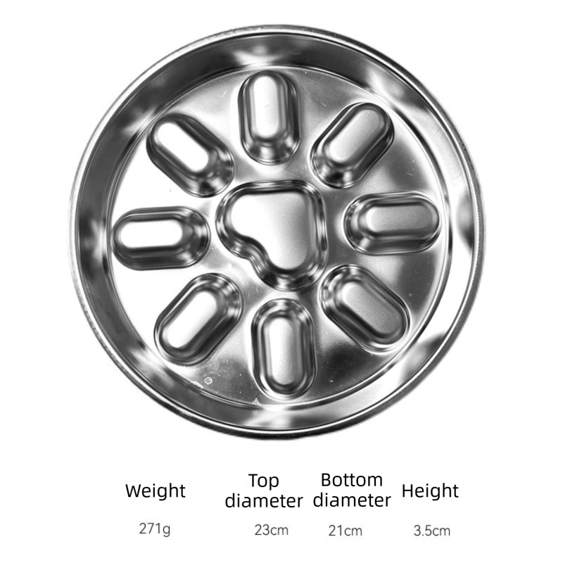 2-Pack Reversible Heavy-Duty 304 Stainless Steel Slow Feeder Bowl(23x23x3.5CM) - Anti-Slip/Tip Pet Dish for Dogs & Cats to Prevent Bloating and Choking 7