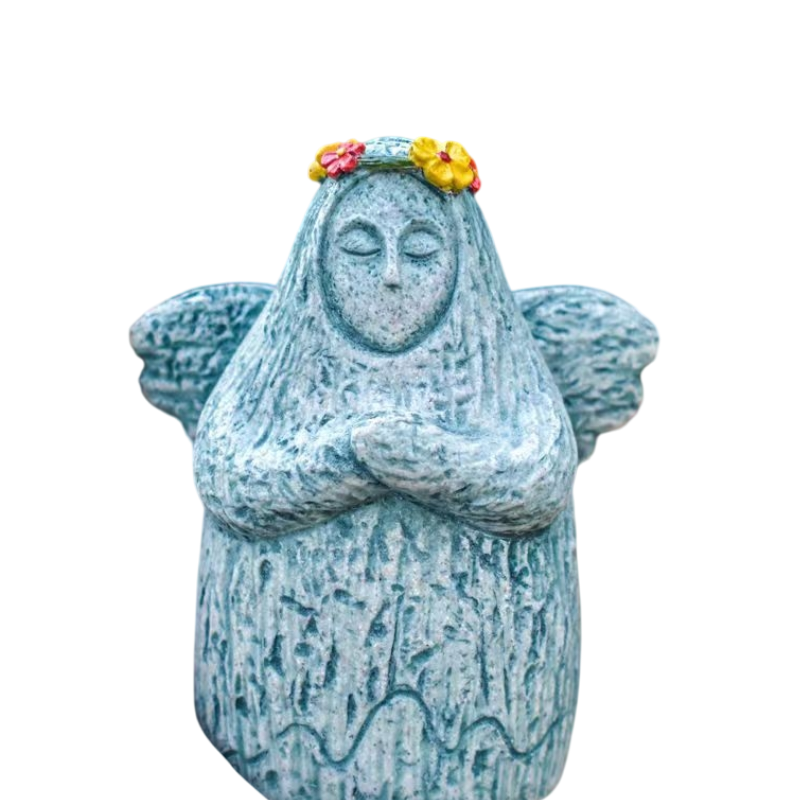 Zelda Goddess Statue Figurine(Large Statue with Flower Crown + Apple) - Retro Resin Finish, Hyrule Shrine Model for Garden, Aquarium & Car Decor 3