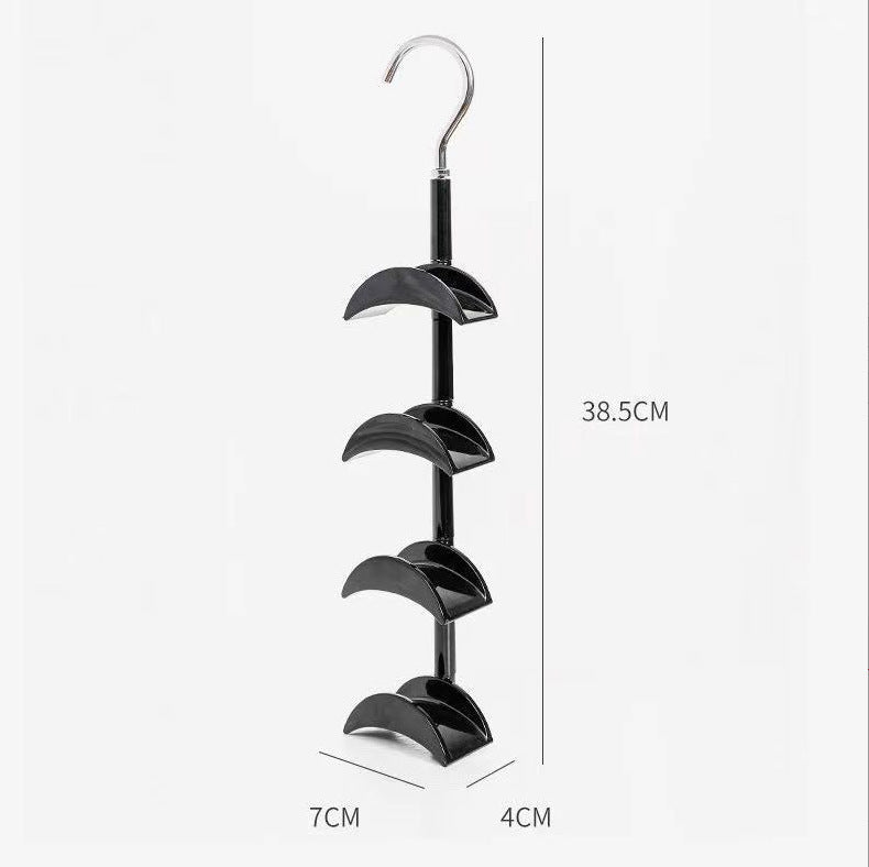 2-Pack Black 360 Degree Rotating 4-Tier Closet Organiser Hook - Multi-Functional Bag Hanger, Tie & Belt Rack for Wardrobe Storage