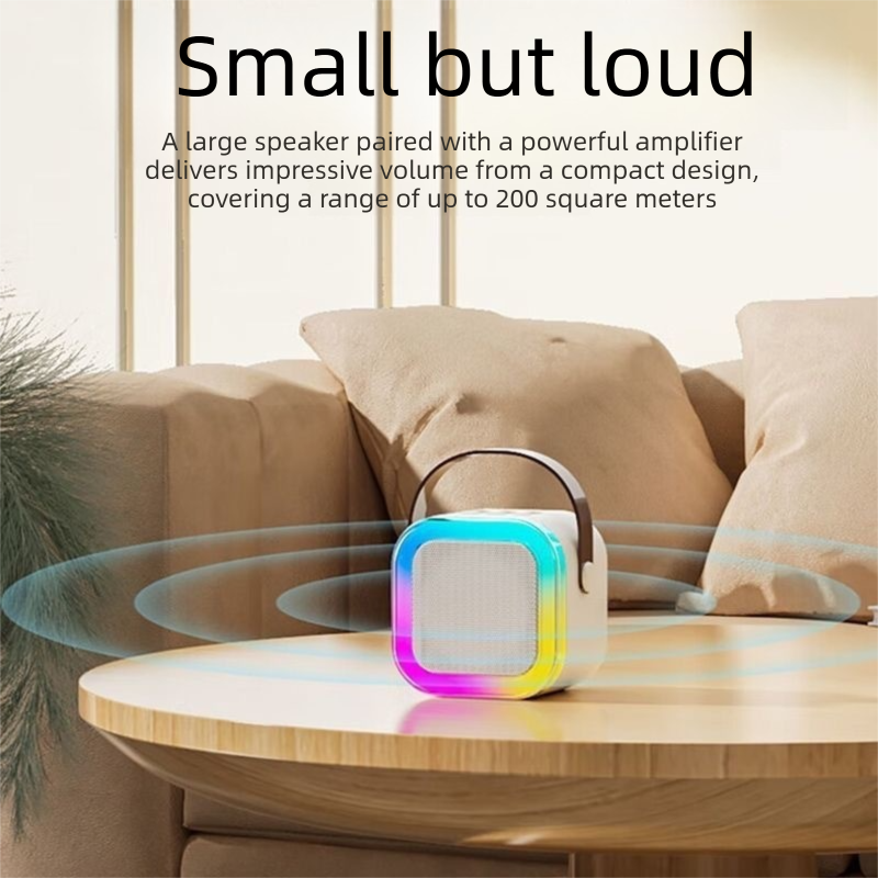 Black single wheat Portable Mini Karaoke Machine with Wireless Microphone - Bluetooth Speaker for Kids & Adults