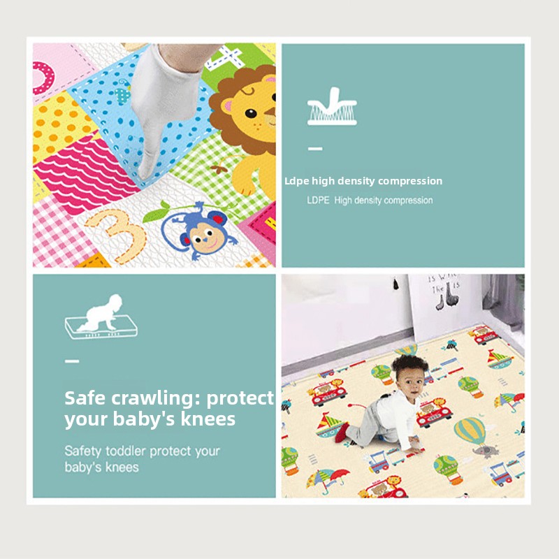 Green Large Foldable Baby Play Mat - Thick, Waterproof & Reversible XPE Foam Mat for Tummy Time & Crawling 5