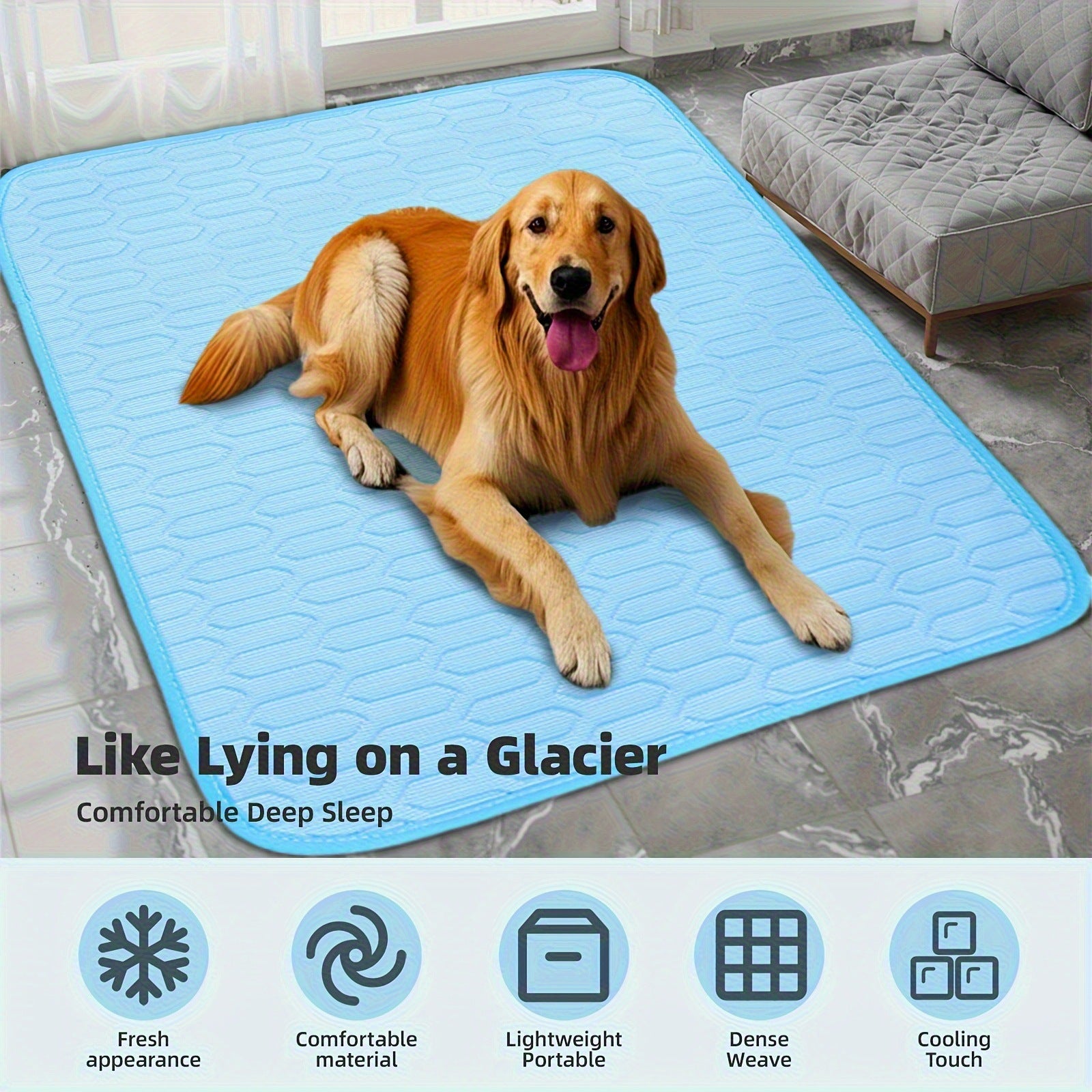 Blue Pet Summer Ice Silk Cooling Mat - Breathable Latex Sleep Pad for Dogs & Cats (40*30cm)