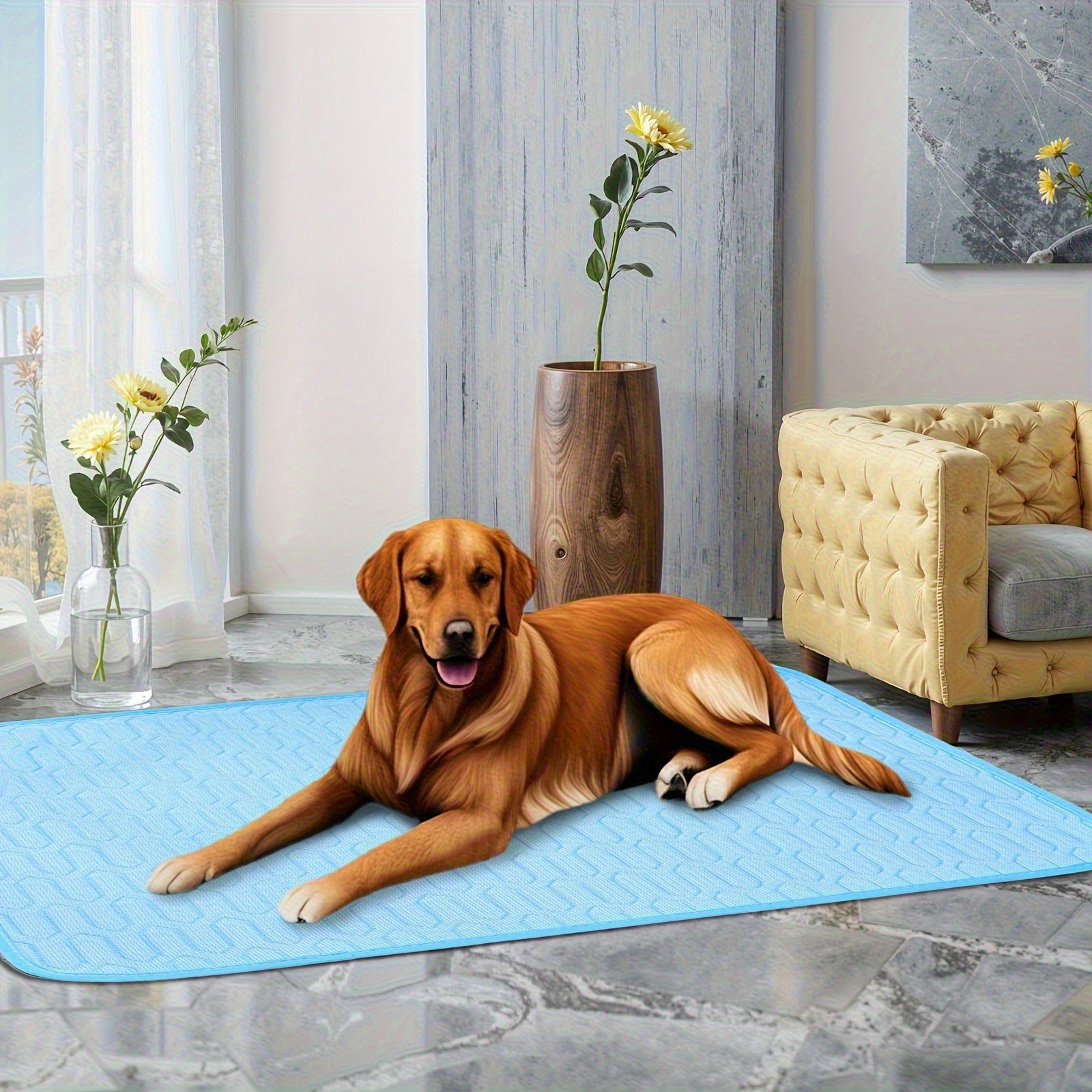 Blue Pet Summer Ice Silk Cooling Mat - Breathable Latex Sleep Pad for Dogs & Cats (100*70cm) 5