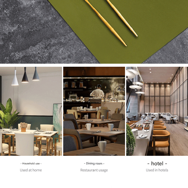 2-PCS Military green and light grey PVC Double-Sided Lychee Texture Table Mat - Waterproof, Heat-Resistant & Easy to Clean for Home and Hotel Use 3