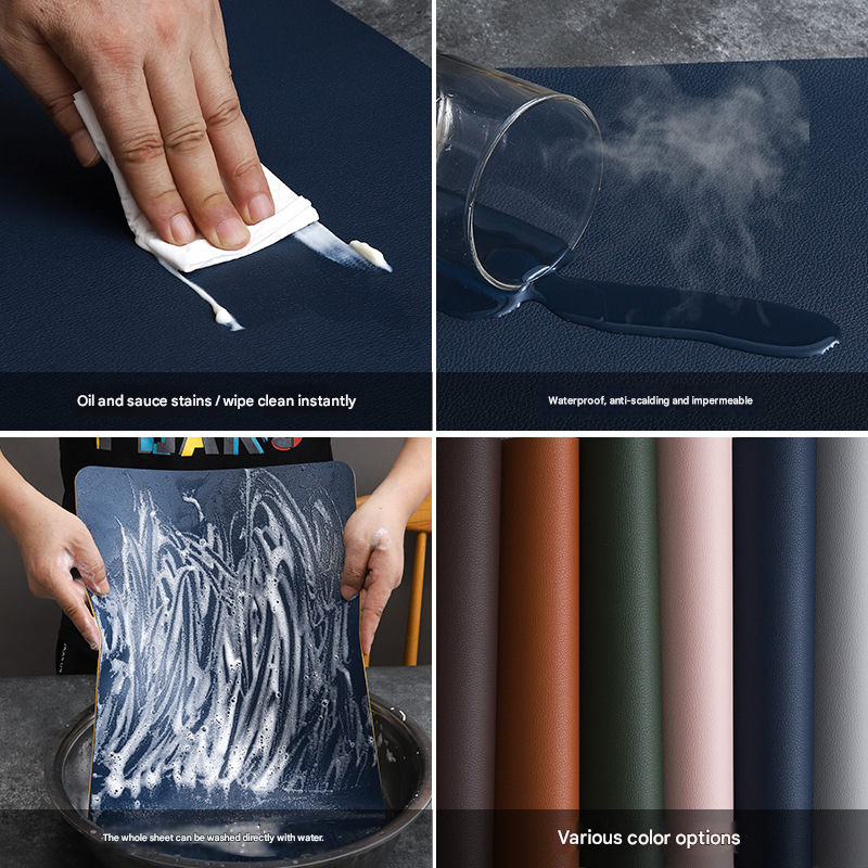 2-PCS Dark brown and ivory white PVC Double-Sided Lychee Texture Table Mat - Waterproof, Heat-Resistant & Easy to Clean for Home and Hotel Use 5