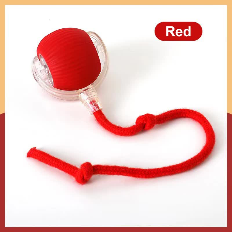 2-PCS Red Automatic Interactive Cat Ball Toy with Rope - Durable & Bite-Resistant Pet Jump Ball for Self-Entertainment & Play