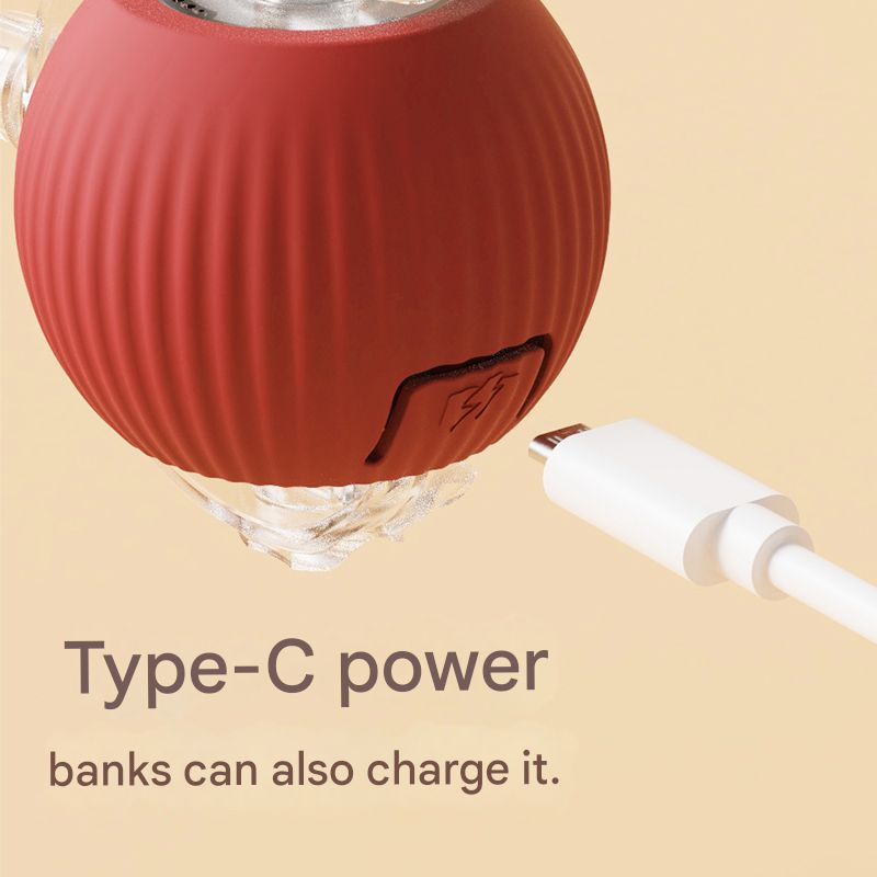 2-PCS Red Automatic Interactive Cat Ball Toy with Rope - Durable & Bite-Resistant Pet Jump Ball for Self-Entertainment & Play 3