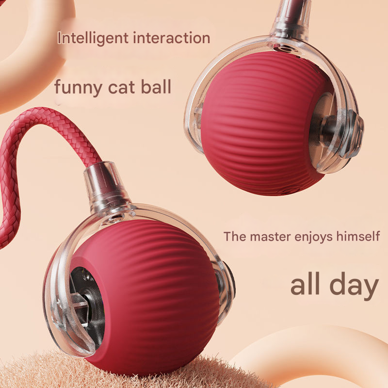 2-PCS Green Automatic Interactive Cat Ball Toy with Rope - Durable & Bite-Resistant Pet Jump Ball for Self-Entertainment & Play 5
