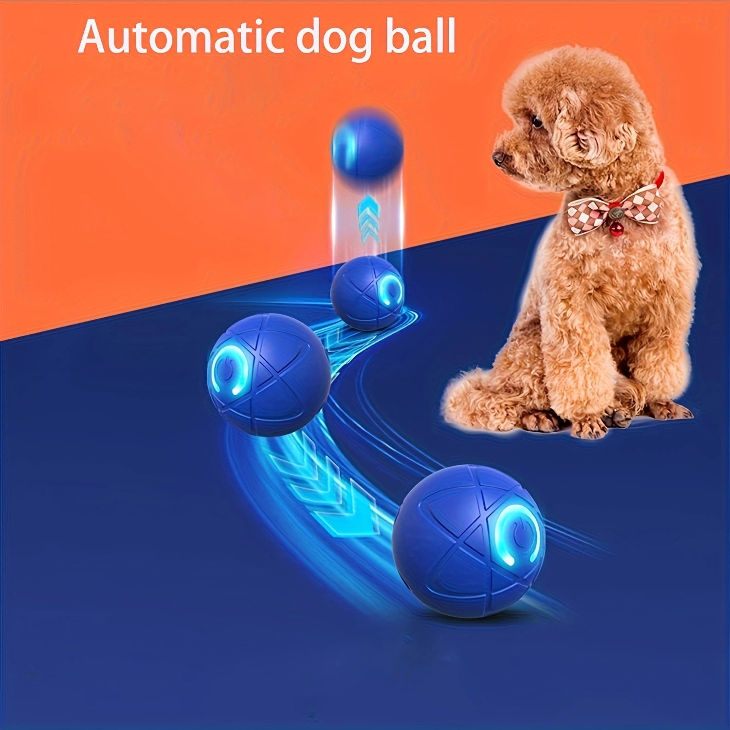 2-PCS Blue Intelligent Gravity Jump Ball - Dynamic Bite-Resistant Pet Toy for Cats & Small to Medium Breeds - USB-C Rechargeable 4