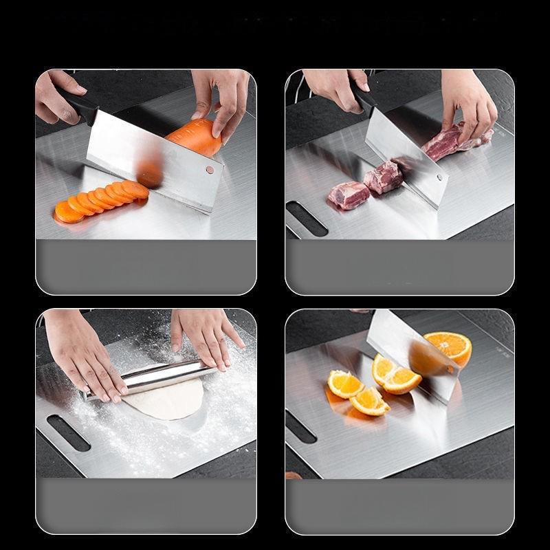 Dual-Sided Stainless Steel Chopping Board - Hygienic & Durable Kitchen Cutting Board for Meat, Veggies & More(23*34cm) 4