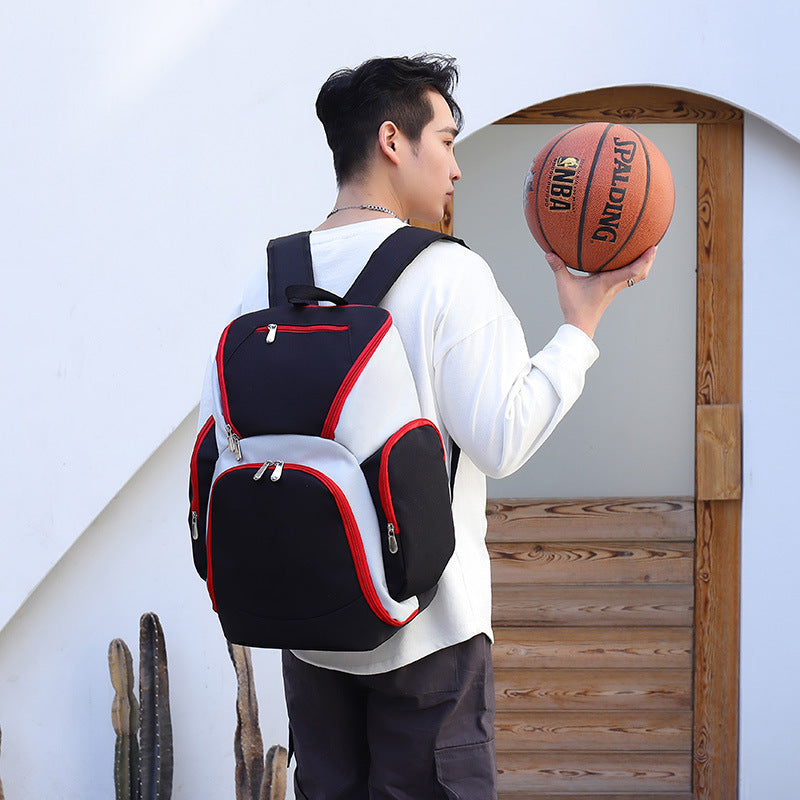 White Large Capacity Oxford Cloth Basketball Backpack - Waterproof Gym & Travel Bag for Men & Women with S-Type Straps