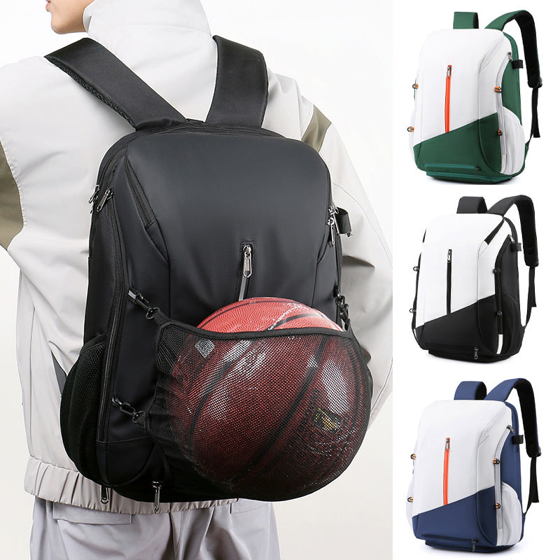White and green Multi-functional Sports Backpack for Men & Women - Waterproof Basketball, Badminton, Tennis & Soccer Bag with Shoe Compartment + Net 3