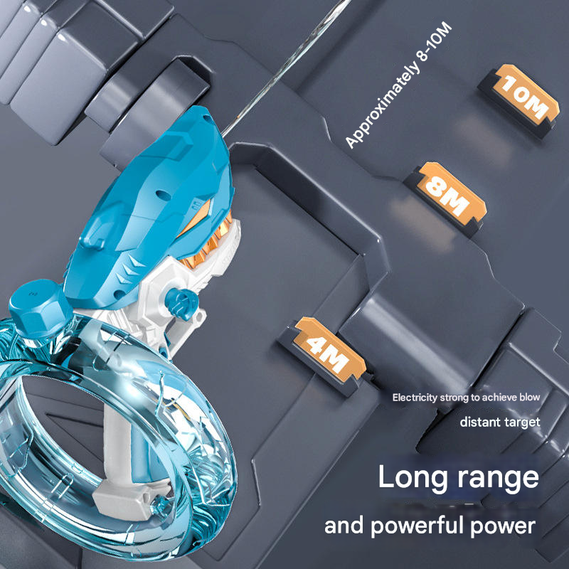 Blue Electric Shark Water Gun for Kids - Automatic Continuous Shot Blaster with Large Capacity Water Bottle & Rechargeable Lithium Battery - Long Range Summer Outdoor Toy 4