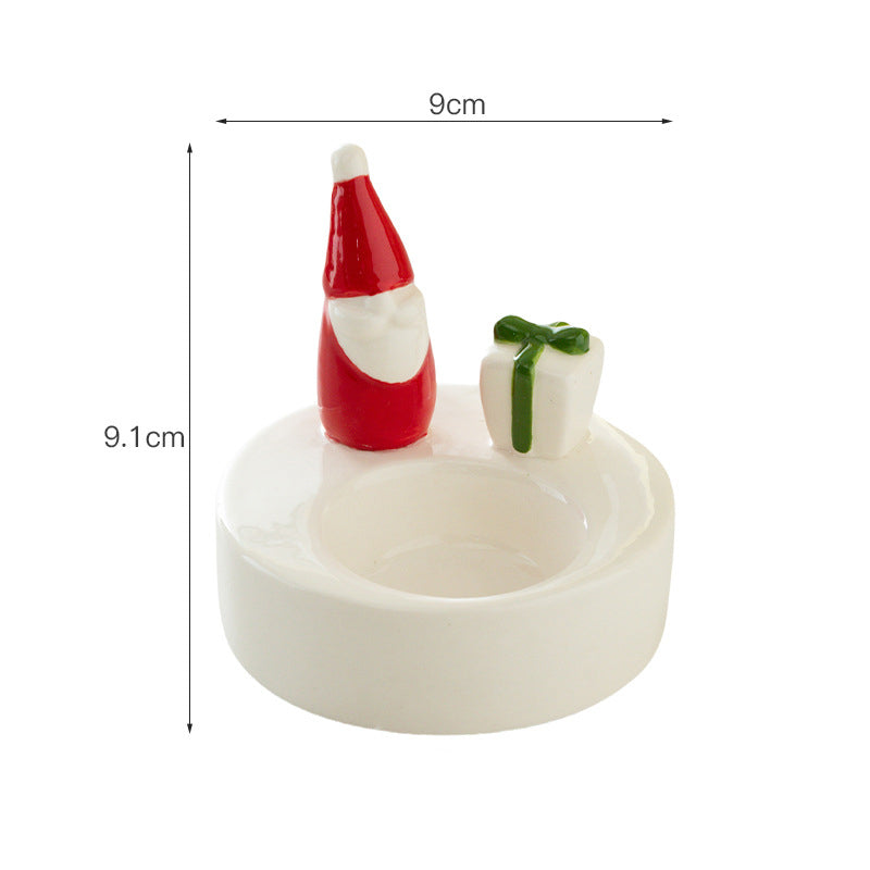 Santa Claus Elegant Ceramic Festive Tealight Candle Holder - Seasonal Home Decor Accent