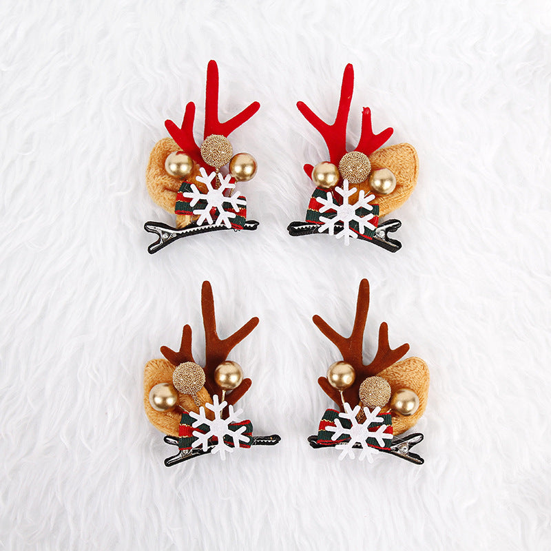 Snowflake Summary Festive Christmas Hair Clips for Girls & Women - Fabric & Metal Design