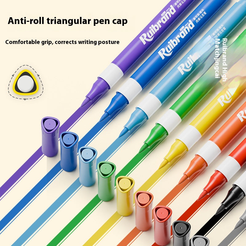 24 Colors Ruibrand Kids Washable Acrylic Markers Set - Non-Toxic, Blendable Art Pens for Students & Artists