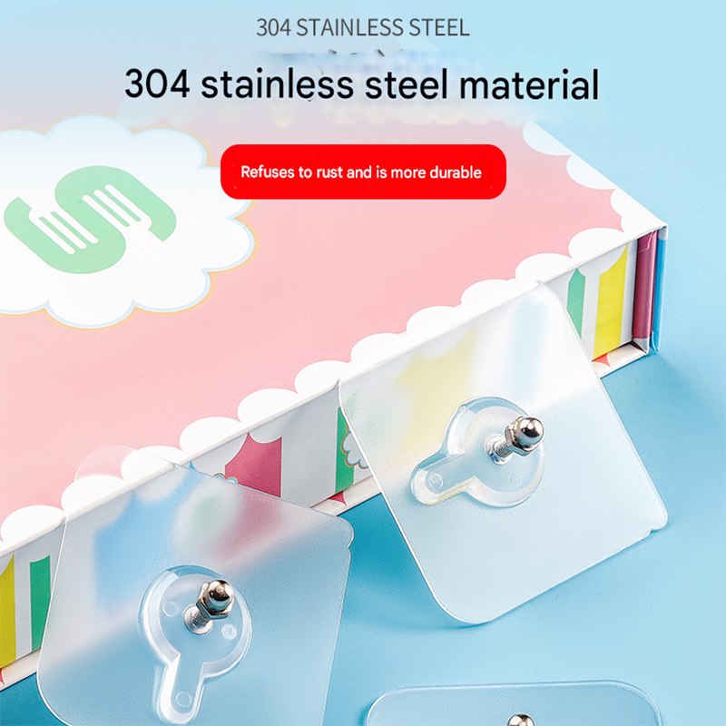 50-PCS Heavy Duty Adhesive Screw Stickers No Drilling Wall Hooks 6x6cm Waterproof Stainless Steel for Kitchen Bathroom Rental Friendly(16mm) 4