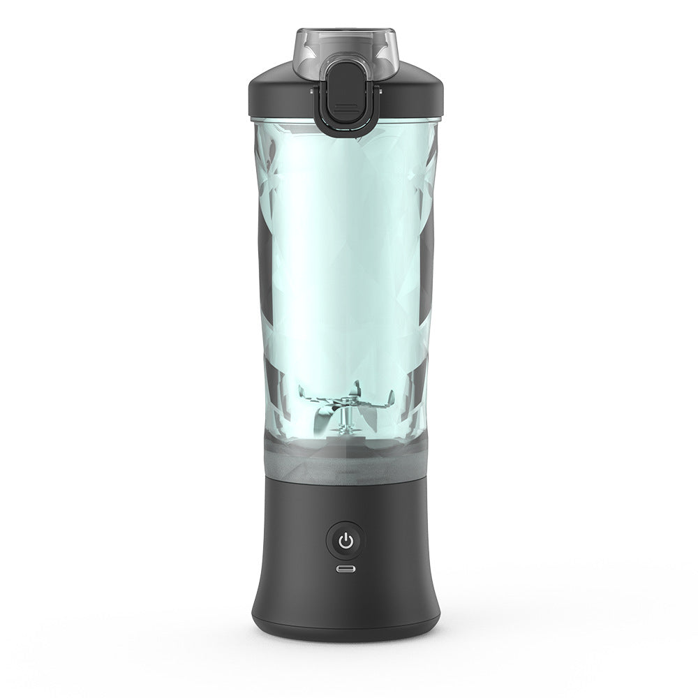 Black Portable Blender 600ml Personal Smoothie Maker USB Rechargeable Juicer Cup with 6 Stainless Steel Blades 4000mAh Battery for Gym Travel and Camping