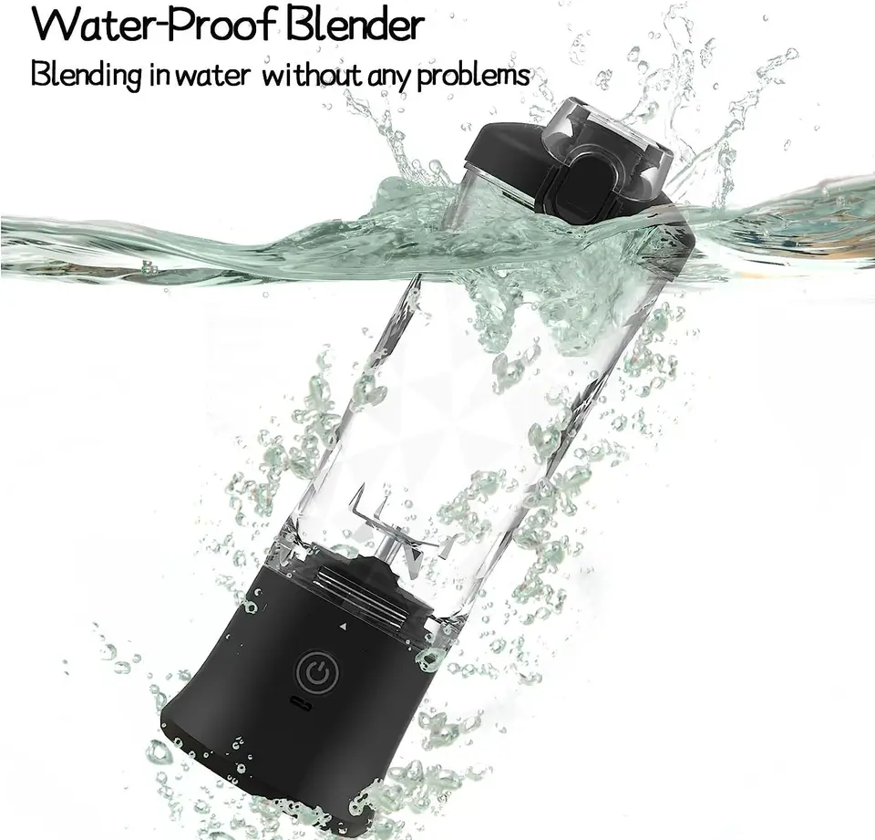 Pink Portable Blender 600ml Personal Smoothie Maker USB Rechargeable Juicer Cup with 6 Stainless Steel Blades 4000mAh Battery for Gym Travel and Camping 3