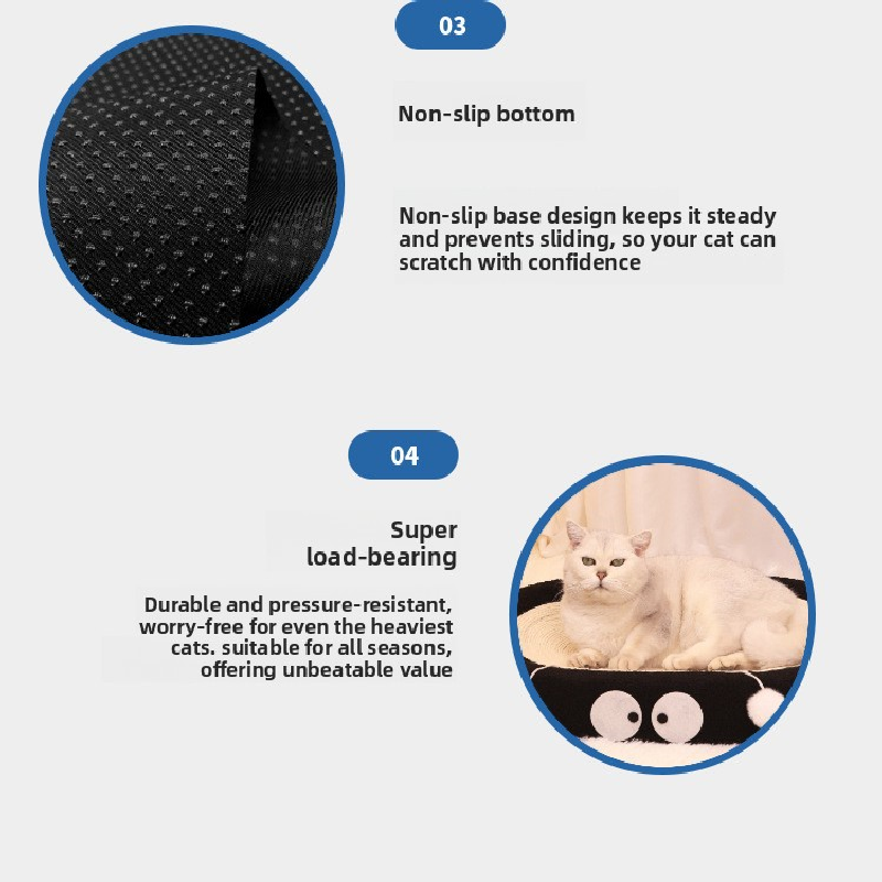 Round black coal balls Large Cat Scratcher Bed 2 in 1 Sisal Scratching Pad & Plush Lounge Nest Durable Claw Grinder Mat for Indoor Cats 3