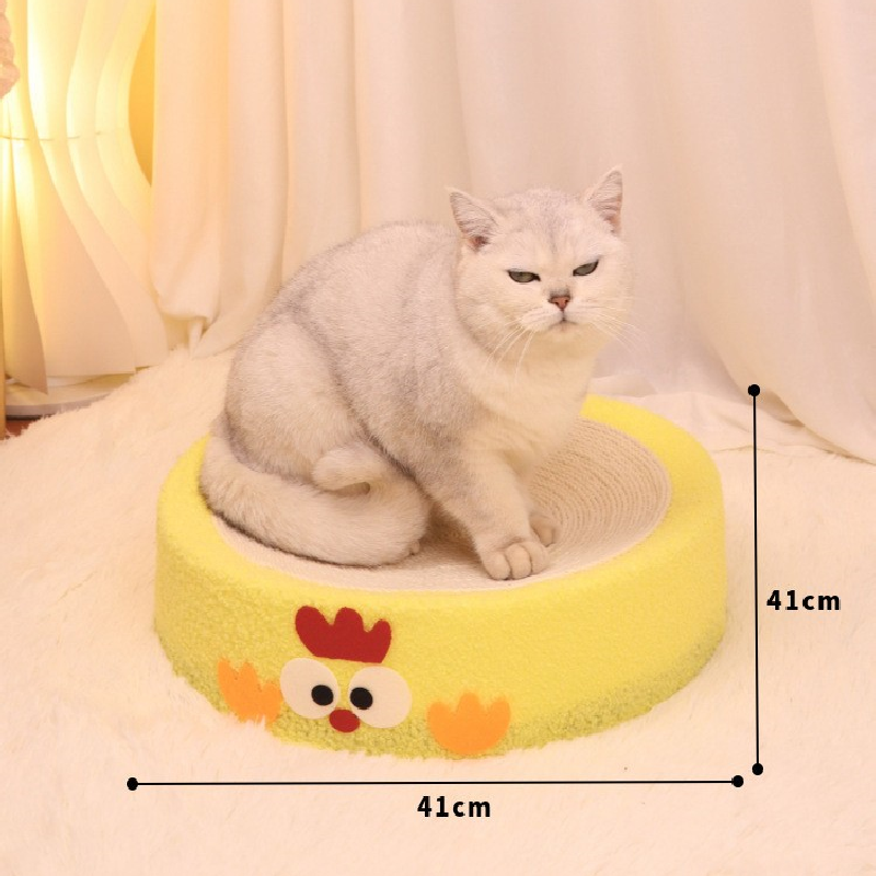Round braised chicken in yellow sauce Large Cat Scratcher Bed 2 in 1 Sisal Scratching Pad & Plush Lounge Nest Durable Claw Grinder Mat for Indoor Cats 4