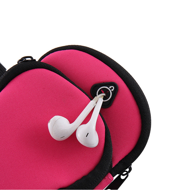 Orange Sports Running Armband Bag Water Resistant Phone Pouch with Dual Zipper Pockets Earphone Hole for Gym Jogging Cycling Fits 6.5 Inch Smartphones 5