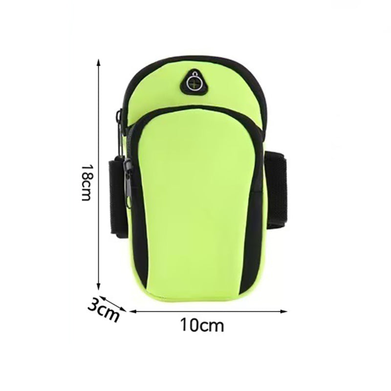 Green Sports Running Armband Bag Water Resistant Phone Pouch with Dual Zipper Pockets Earphone Hole for Gym Jogging Cycling Fits 6.5 Inch Smartphones 6