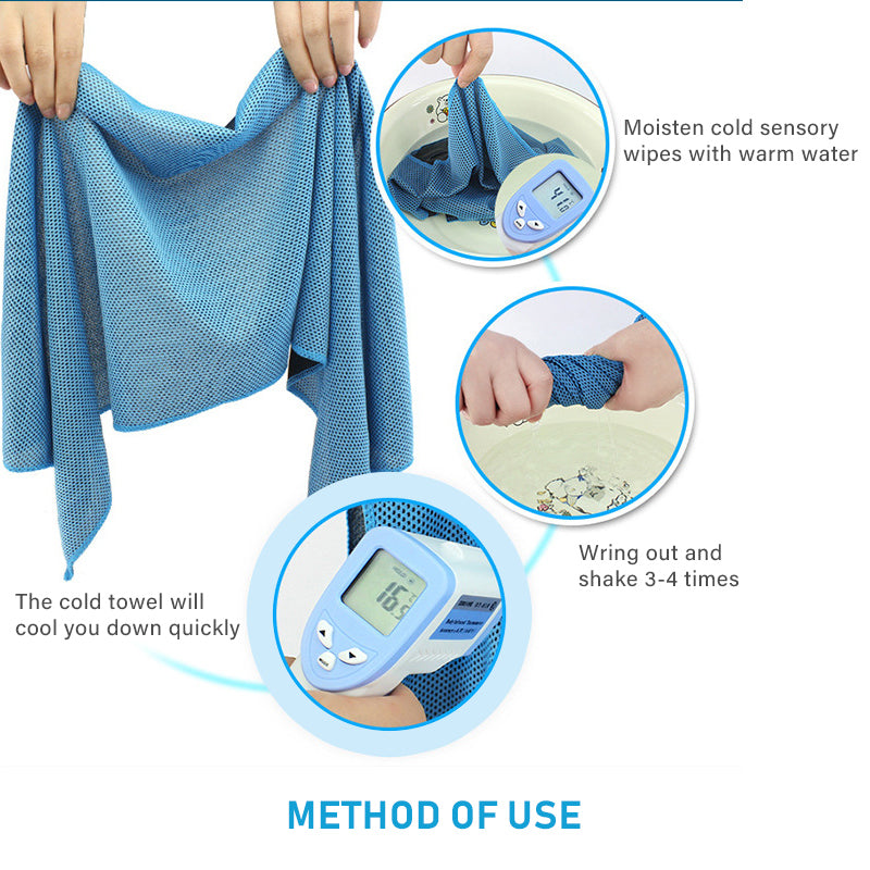 Green 5 Pack Instant Cooling Towel Set Soft Breathable Sports Sweat Towel for Gym Yoga Running Hiking and Outdoor Activities 30x80cm 4