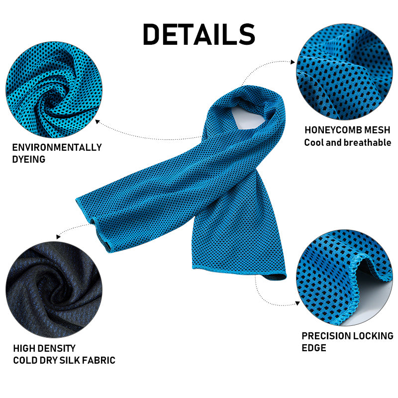 Green 5 Pack Instant Cooling Towel Set Soft Breathable Sports Sweat Towel for Gym Yoga Running Hiking and Outdoor Activities 30x80cm 5