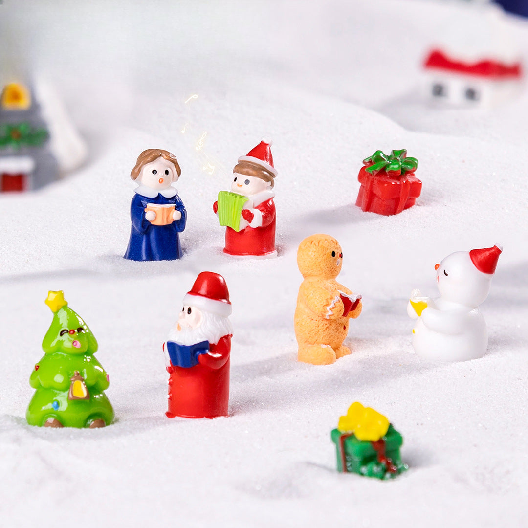 Blue girl 5 Pack Miniature Christmas Figurines DIY Micro Landscape Decoration Accessories Cute Resin Ornaments for Holiday Crafts 3