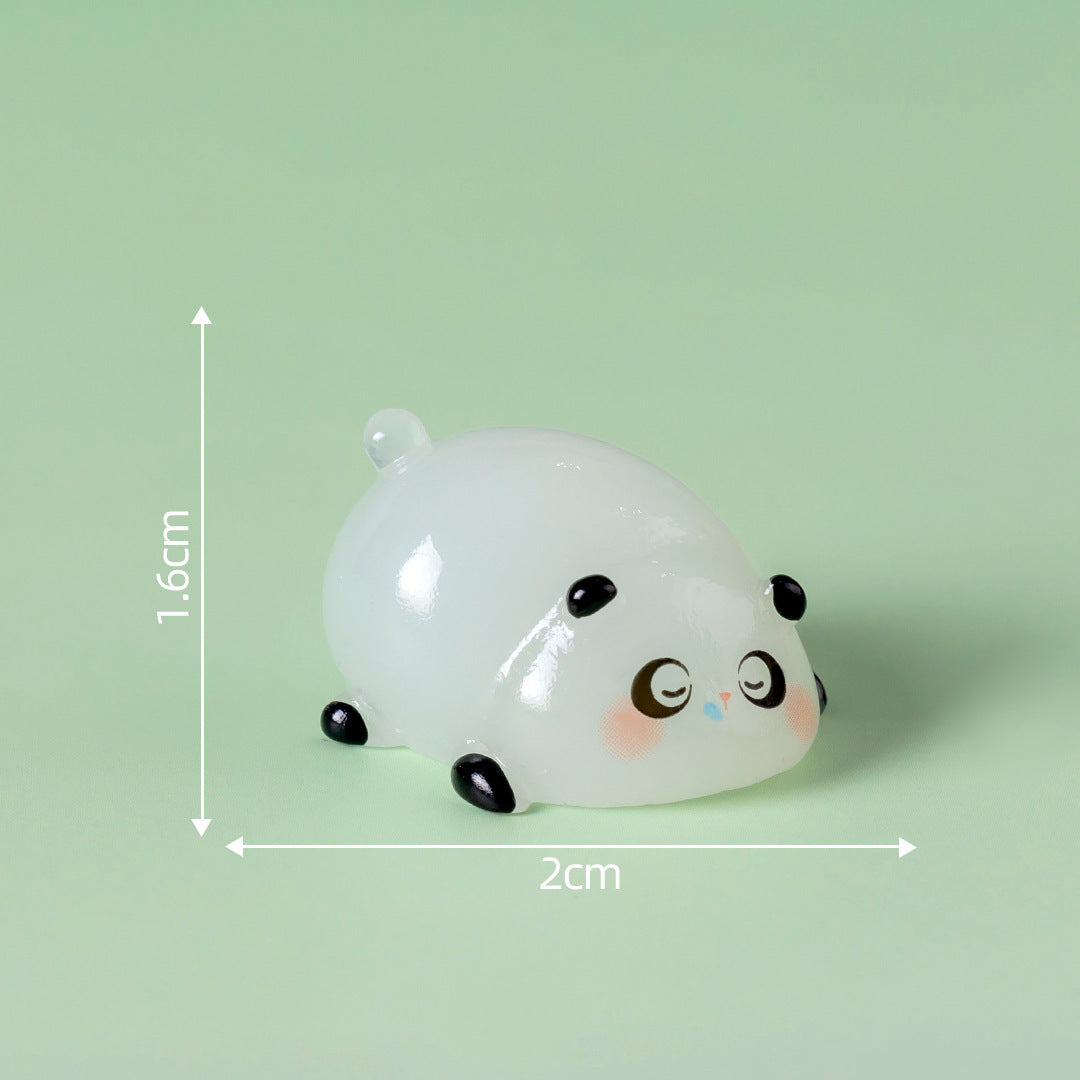 5-PCS Transparent sleepiness Cute Glow in the Dark Panda Figurines Resin Miniature Ornaments for DIY Fairy Gardens and Micro Landscapes