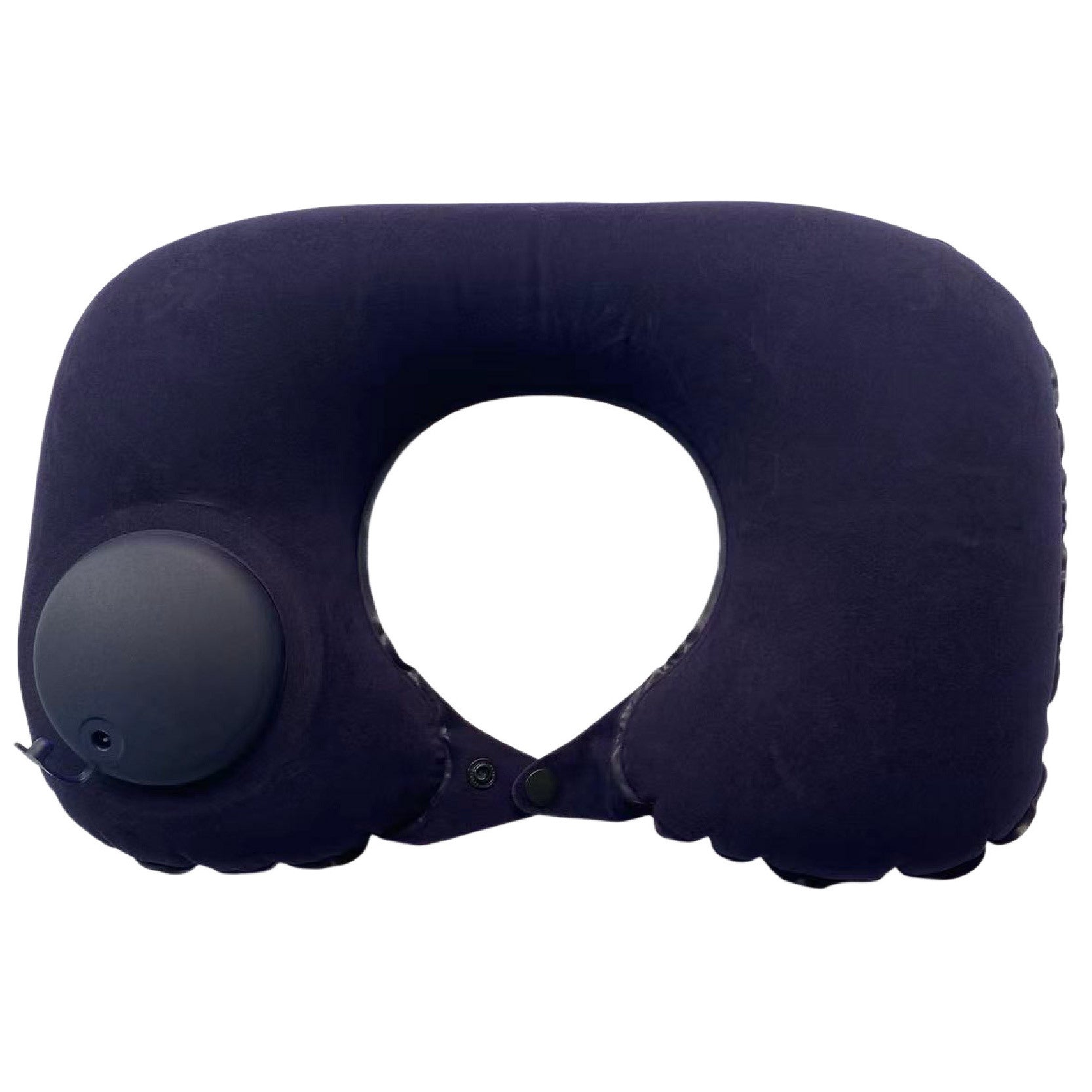2-PCS Navy blue Inflatable Travel Neck Pillow Press to Inflate U-Shape Soft Flocking Support Cushion for Airplane Car & Camping Portable Air Pump Design