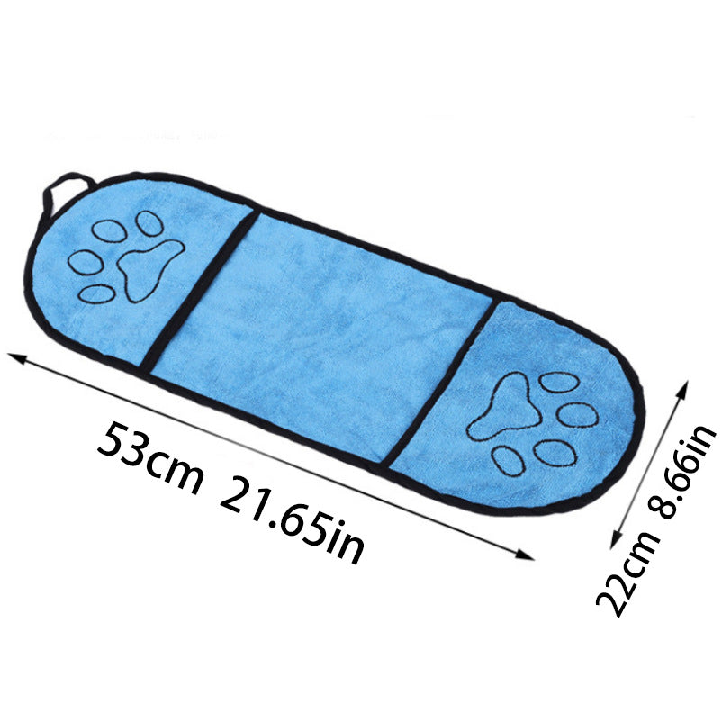 Blue Super Absorbent Pet Bath Towel with Hand Pockets Quick Dry Chenille Microfibre for Dogs and Cats Large Size 62cm 5