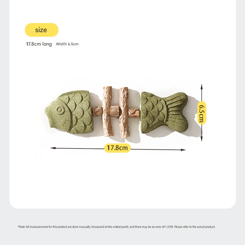 Green 5 Pack Cat Catnip Toys Fish Bone Shaped Silvervine Chew Sticks for Teeth Cleaning and Interactive Play 5