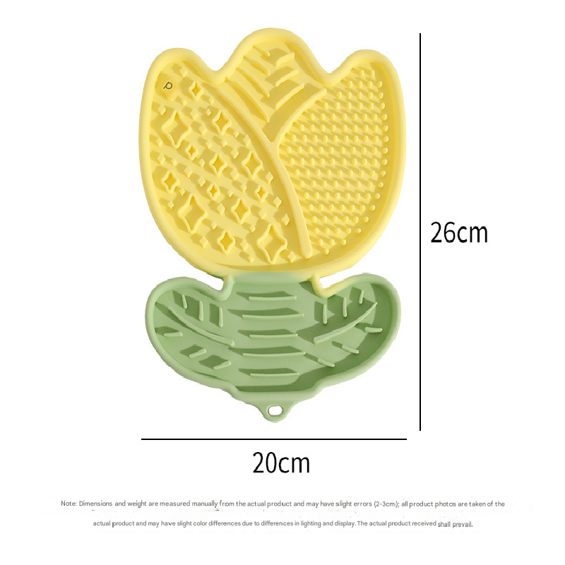 2-pcs Red Tulip Shaped Silicone Pet Licking Mat Slow Feeder Dog Cat Lick Pad with Suction Cups Anxiety Relief and Boredom Buster 5