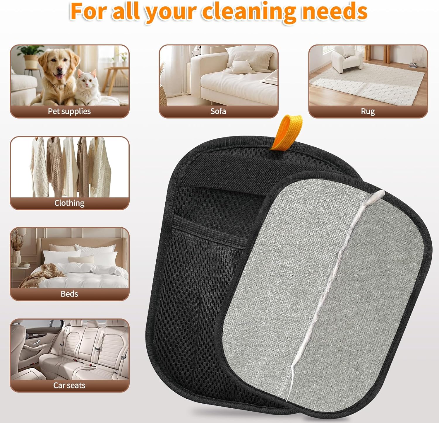 2-Pack Black Pet Hair Removal Gloves – Static Cling Lint Remover for Cats and Dogs, Effective Fur & Dust Cleaner for Furniture, Clothes, and Car Interiors in Australia 3