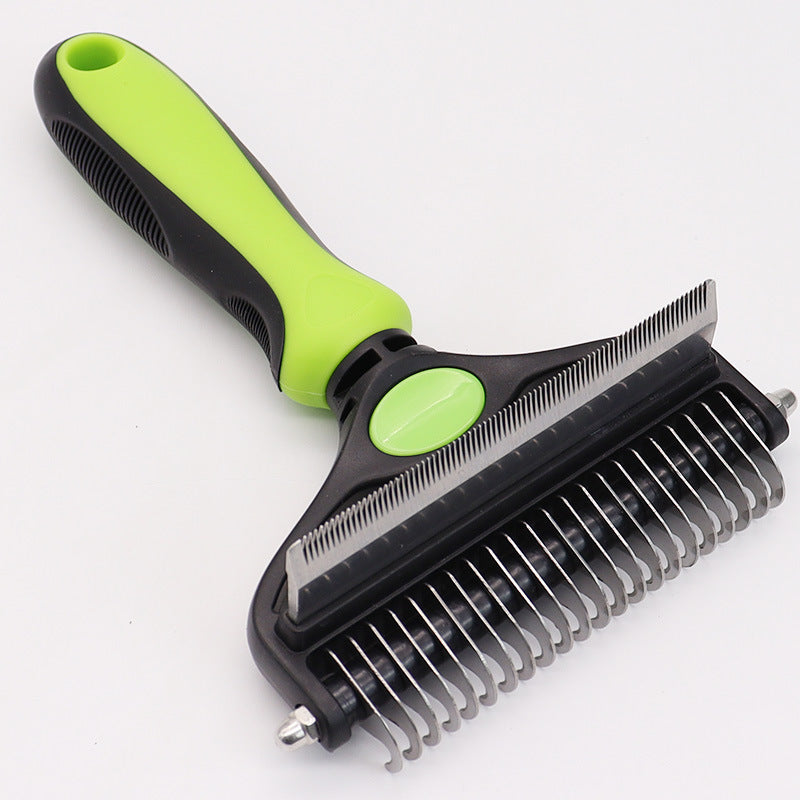Green Pet Grooming Comb – Fine Toothed Side for Hair Removal and Detangling, Ideal for Dogs with Long or Thick Coats in Australia