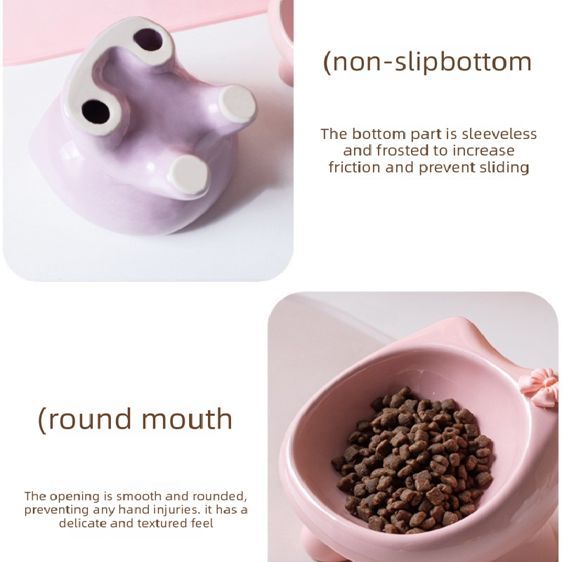 Purple Ceramic Elevated Cat Bowl Tilted Raised Pet Feeder with Anti-Slip Base Cute Design for Wet or Dry Food Ideal for Australian Pets 3