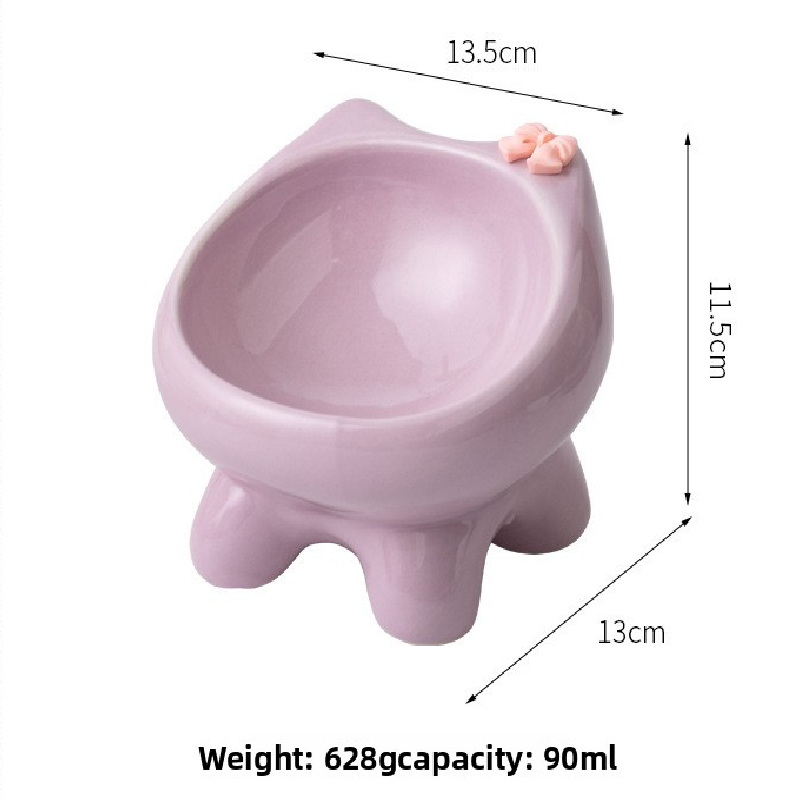 Purple Ceramic Elevated Cat Bowl Tilted Raised Pet Feeder with Anti-Slip Base Cute Design for Wet or Dry Food Ideal for Australian Pets 4