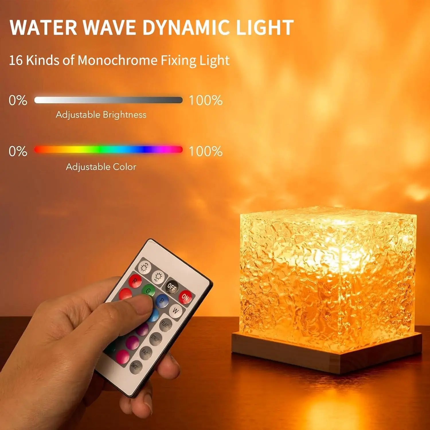 Crown Dynamic Water Ripple Projector Night Light 16 RGB Colours Rechargeable LED Atmosphere Lamp with Remote Control for Bedroom and Photography 3