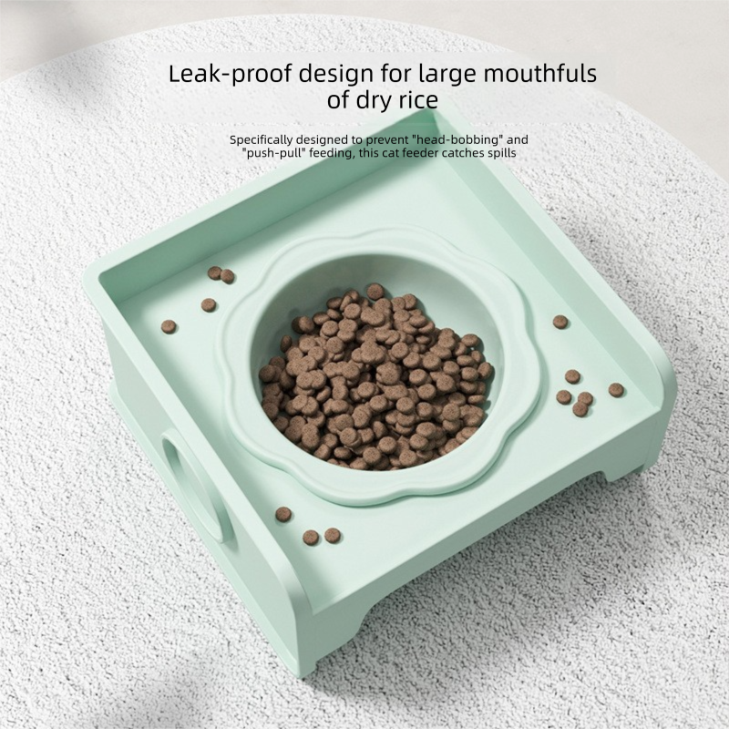 Yellow Ceramic Raised Cat Bowl with Splash Proof Stand 250ml Elevated Pet Feeder for Kittens and Small Dogs Modular Interlocking Design 4