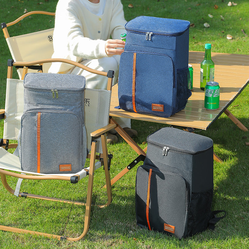 Grey Large Capacity Insulated Cooler Backpack 20.5L Leakproof Thermal Lunch Bag Waterproof Soft Sided Cooling Rucksack for Camping Picnic Beach & Work 4