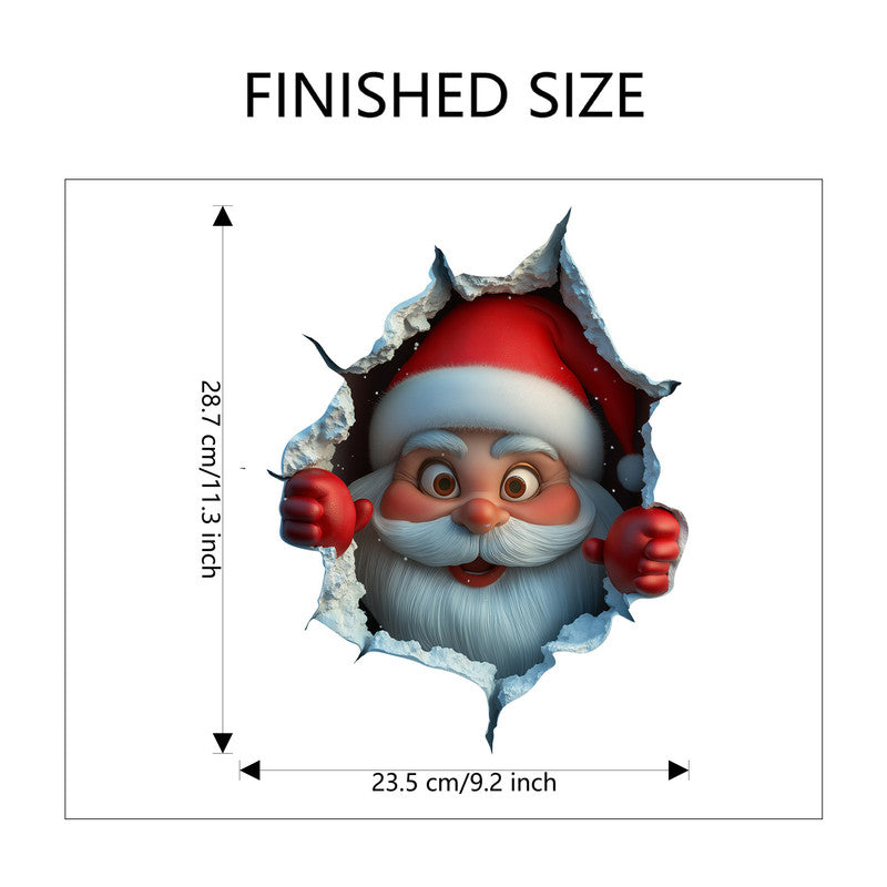 10 PCS Creative 3D Santa Claus Peeking Through Wall Christmas Wall Sticker for Australian Homes 3