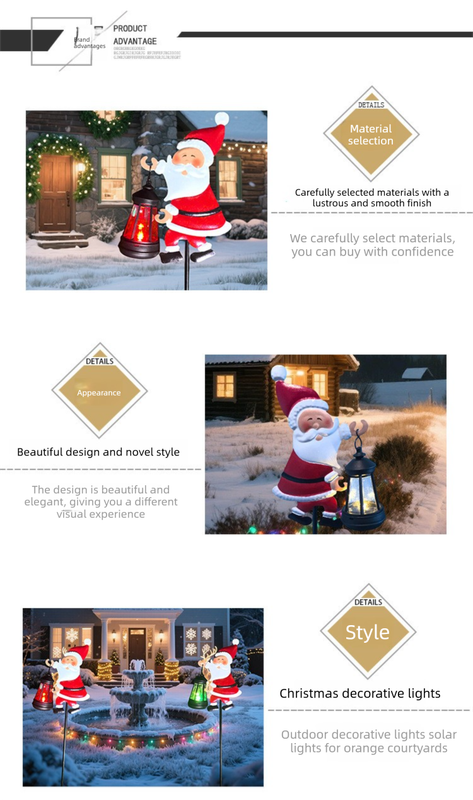 Warm white light Solar Powered Christmas Garden Stake - Metal Santa with Watering Can &  LED Waterfall - 82cm Outdoor Yard Decoration 3