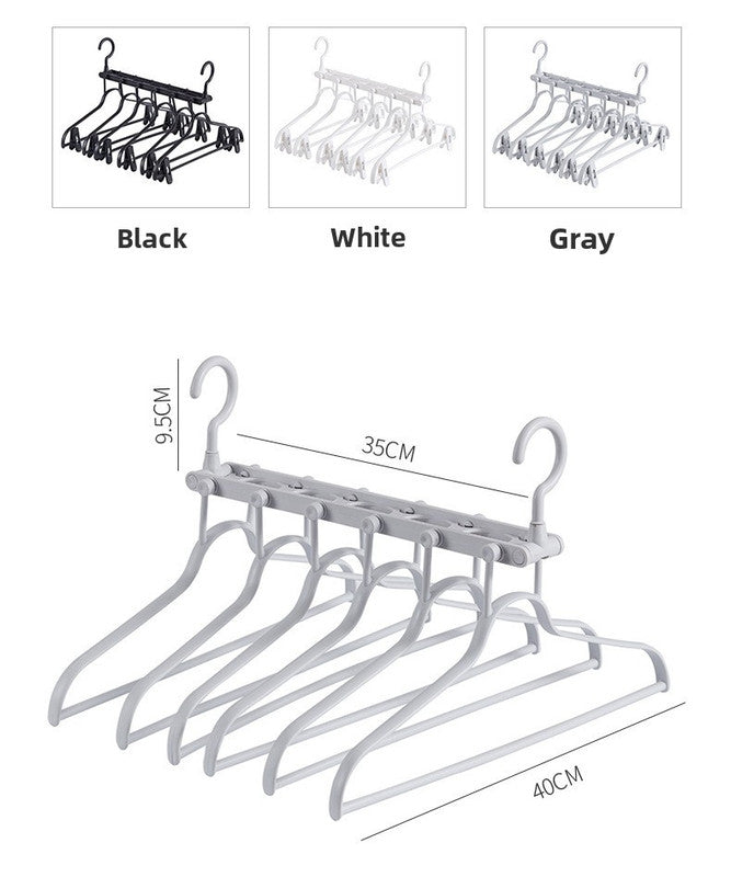 2-SET Space-Saving 6-in-1 Foldable Hanger Set Multi-Functional Closet Organizer Clothes Drying Rack with Pant Clips (White & White Clip Upgrade Edition) Ideal for Homes and Dorm Rooms 4