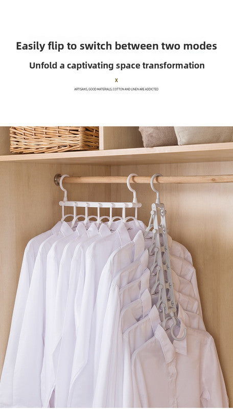 2-SET Space-Saving 6-in-1 Foldable Hanger Set Multi-Functional Closet Organizer Clothes Drying Rack with Pant Clips (White & White Clip Upgrade Edition) Ideal for Homes and Dorm Rooms 5