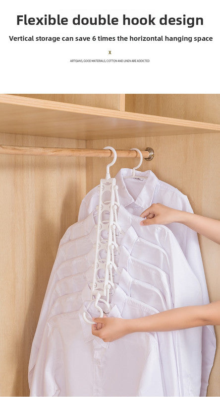 2-SET Space-Saving 6-in-1 Foldable Hanger Set Multi-Functional Closet Organizer Clothes Drying Rack with Pant Clips (White & White Clip Upgrade Edition) Ideal for Homes and Dorm Rooms 9